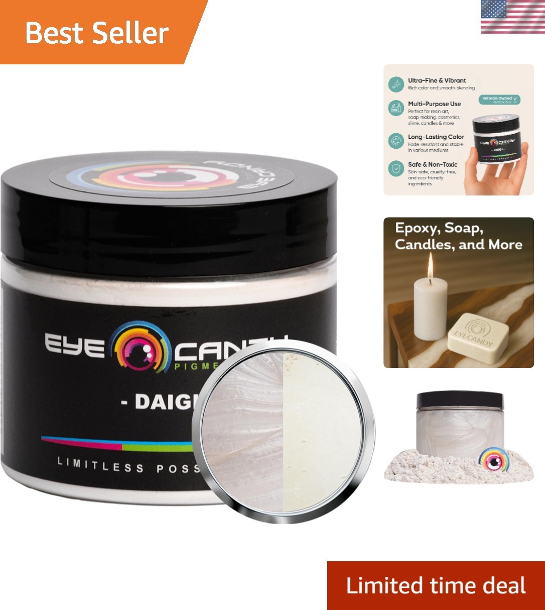 Pigments  White Mica Powder - Daigi 50gr - for Epoxy, Resin, Soap, Paint, Woo...