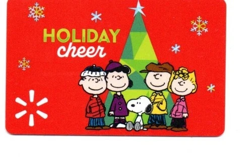 Walmart Gift Card Peanuts Characters Snoopy Holiday Cheer Christmas No $0 Value