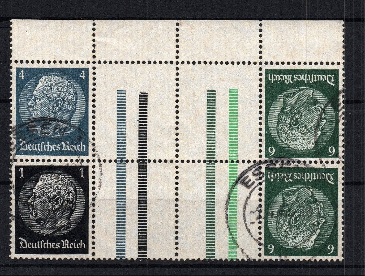 German Reich composite print Michel No. KZ 36.2 OR + KZ 35.2 , postmarked