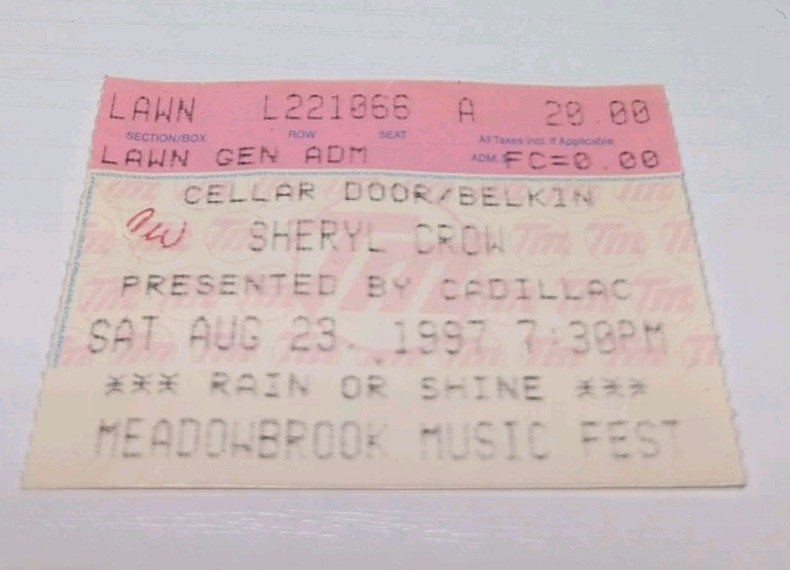 Sheryl Crow Ticket Stub 1997 Meadowbrook Music Festival Michigan B343