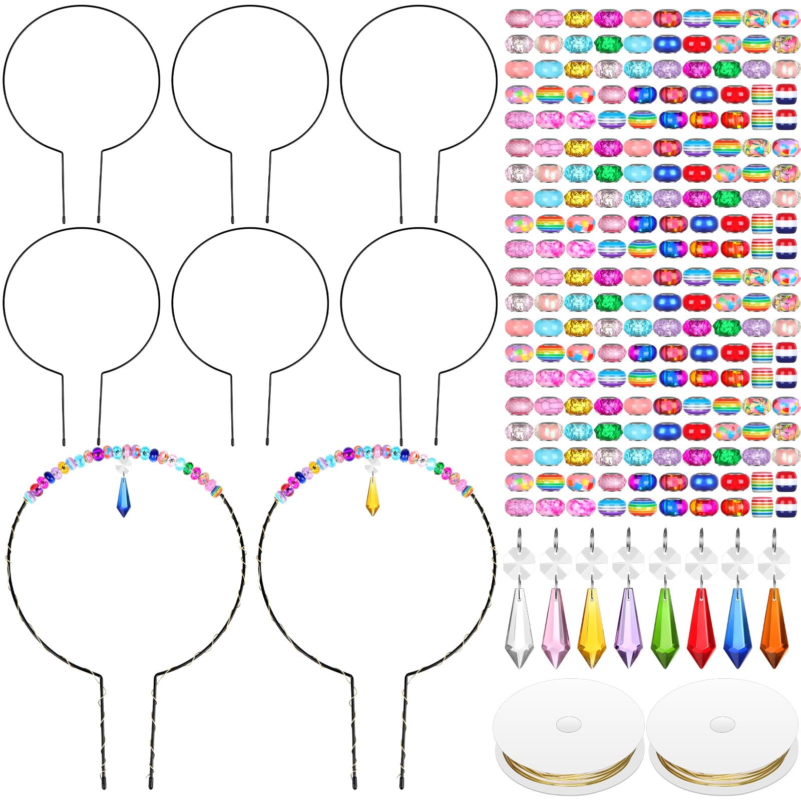 218PCS Beaded Garden Stakes Kit Fairy Garden Stakes DIY Fairy Wand Garden Sta...