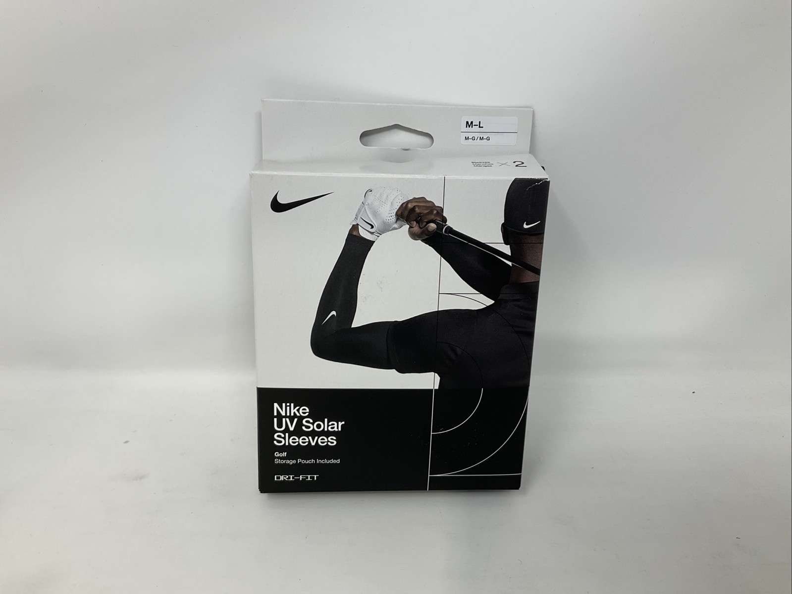 Nike Golf UV Solar Sleeves Dri-Fit- Pair of Black w/ Storage Pouch-Size M-L-NEW 
