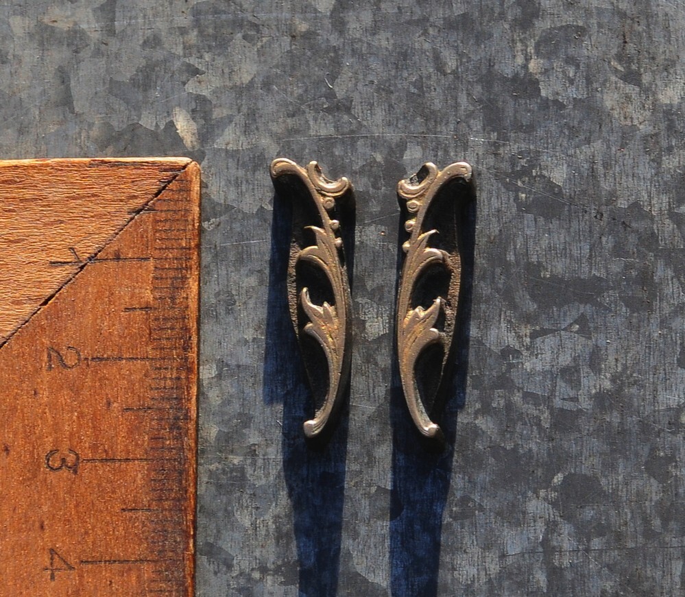 2x brass ornament bookbinding gilding hot foil embossing Art Nouveau branches