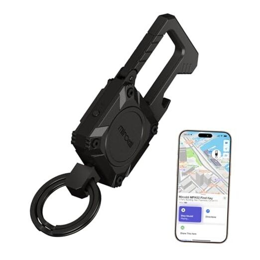  Keychain with Smart Tracker, Men's Keychain Works with Find My(iOS Black