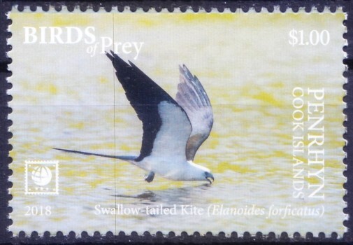 Penrhyn Cook Islands 2018 MNH, Birds of Prey, Swallow-tailed Kite, Falcons