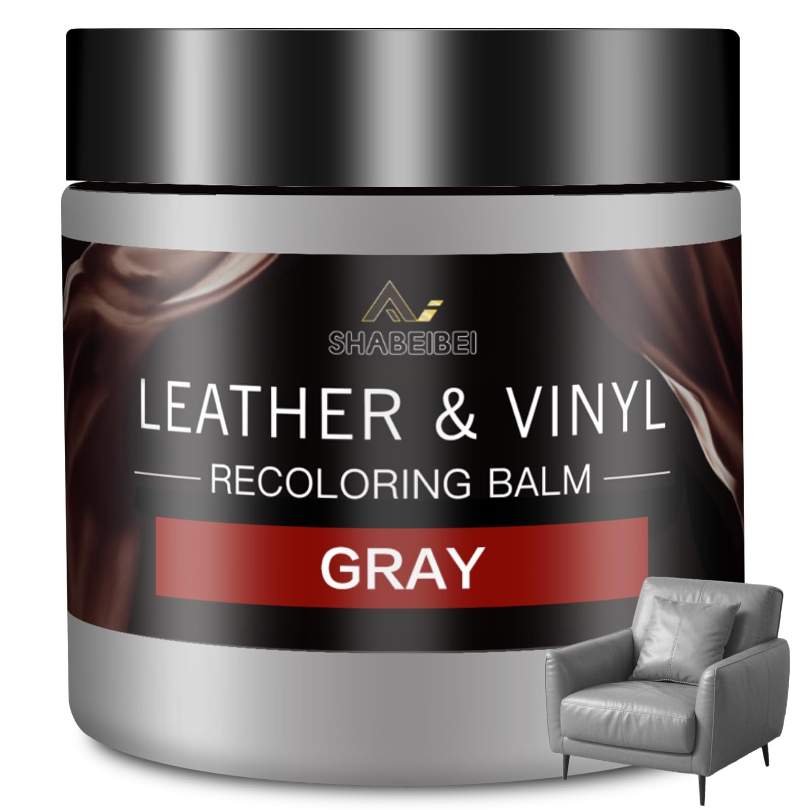 Leather Recoloring Balm and Leather Repair Kit for Furniture, Gray Leather Dy...