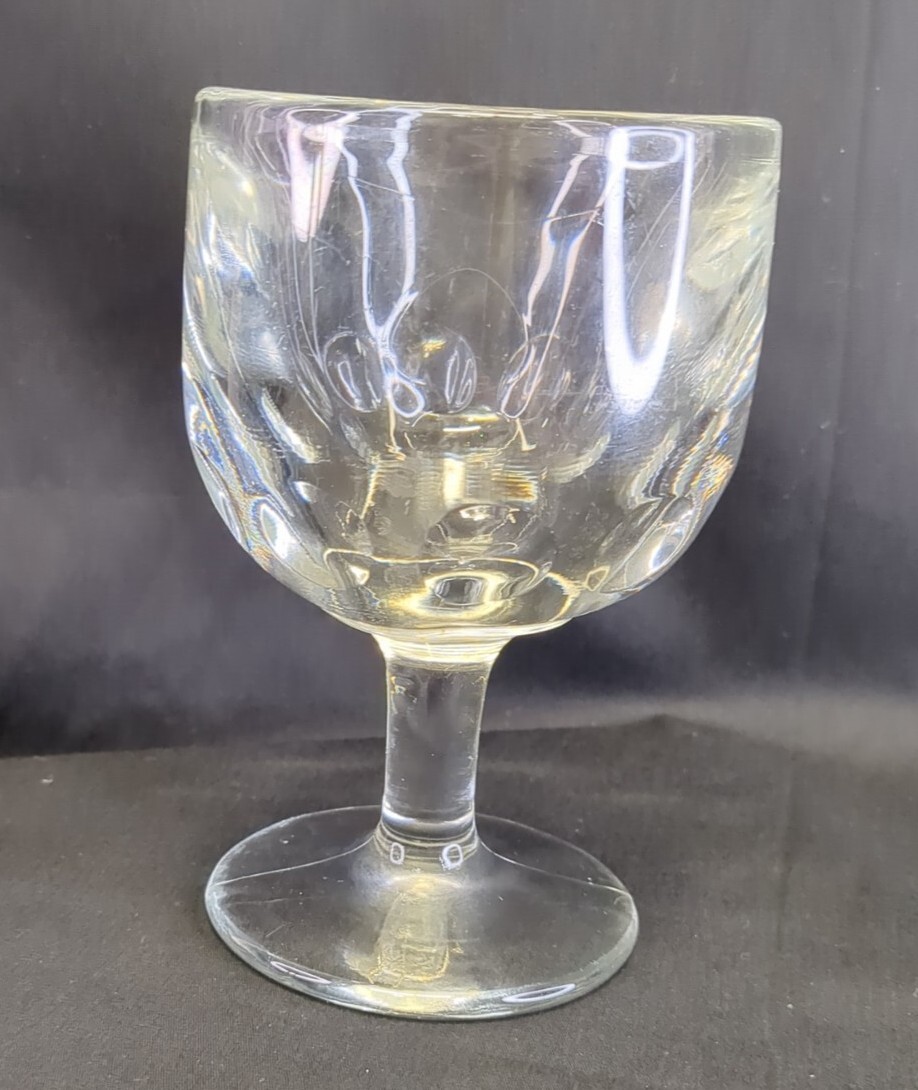 Vintage Clear Glass Thumbprint Goblet Schooners Thick Glass Wide Base