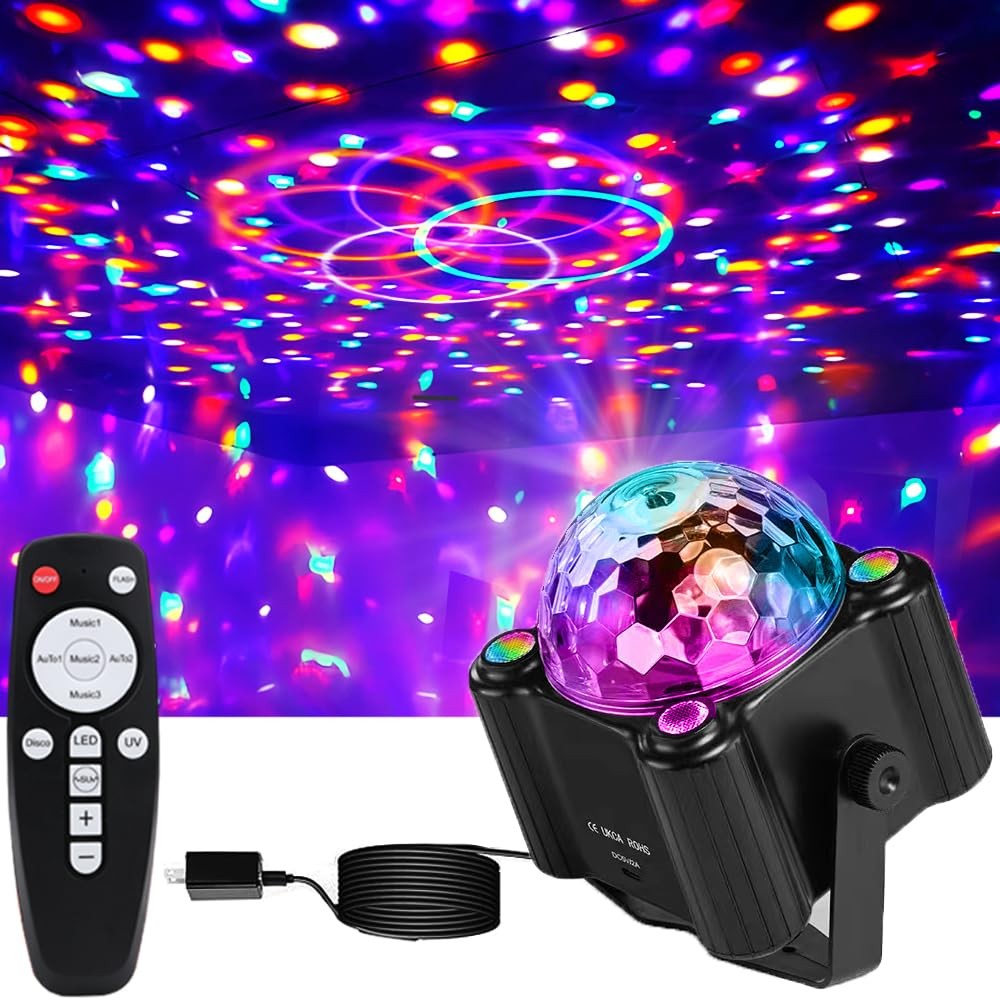Disco Ball Party Lights, Disco Ball Decor Disco Light Sound Activated with Re...