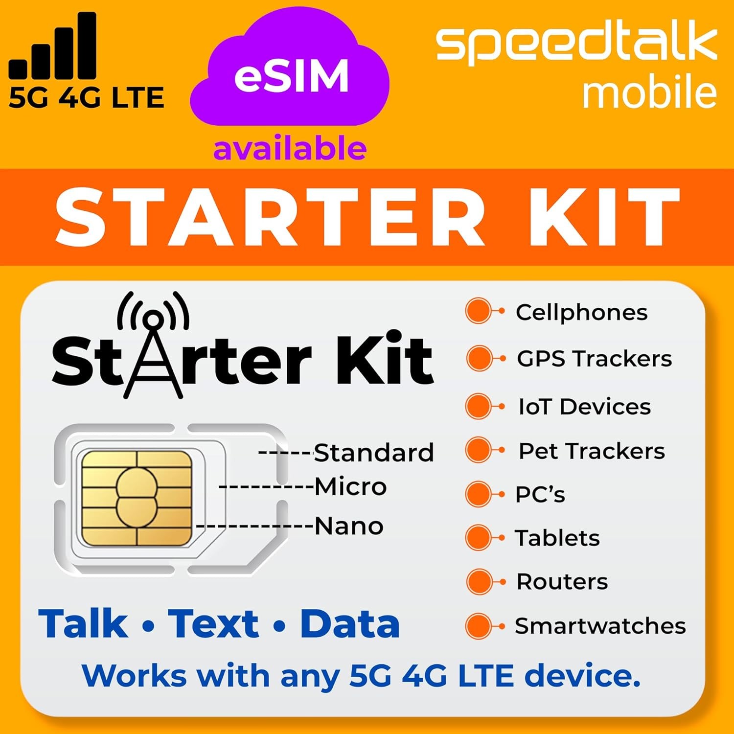 SpeedTalk Mobile SIM Card Starter Kit, Smartphone Cell Phone, GPS Tracker and Io