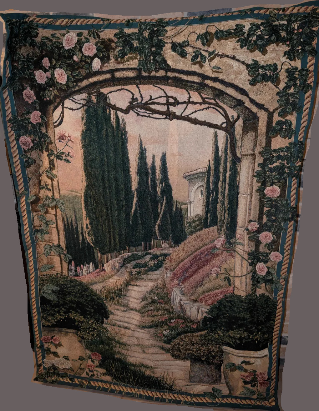 Vintage Large Tapestry South Of France 56" X 80" 