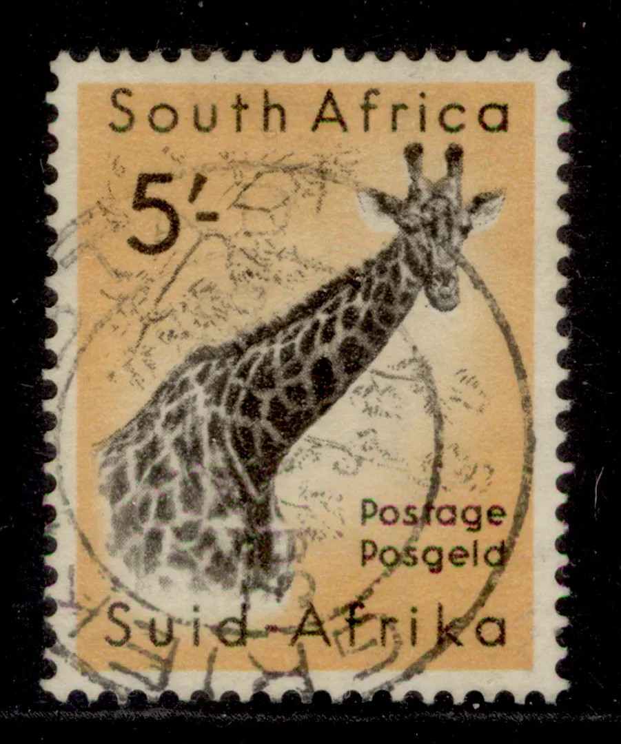 SOUTH AFRICA QEII SG177, 5s black-brown & yellow-orange, FINE USED. Cat £38.