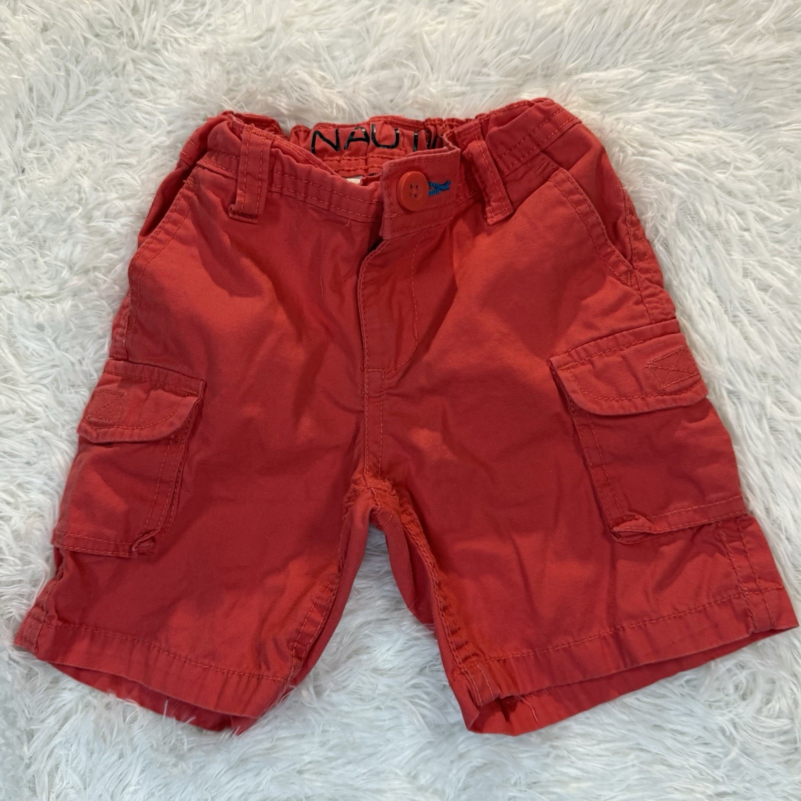 Nautica Boys Toddler Cargo Shorts Red Orange Elastic Waist Cargo Pockets Kids 3T