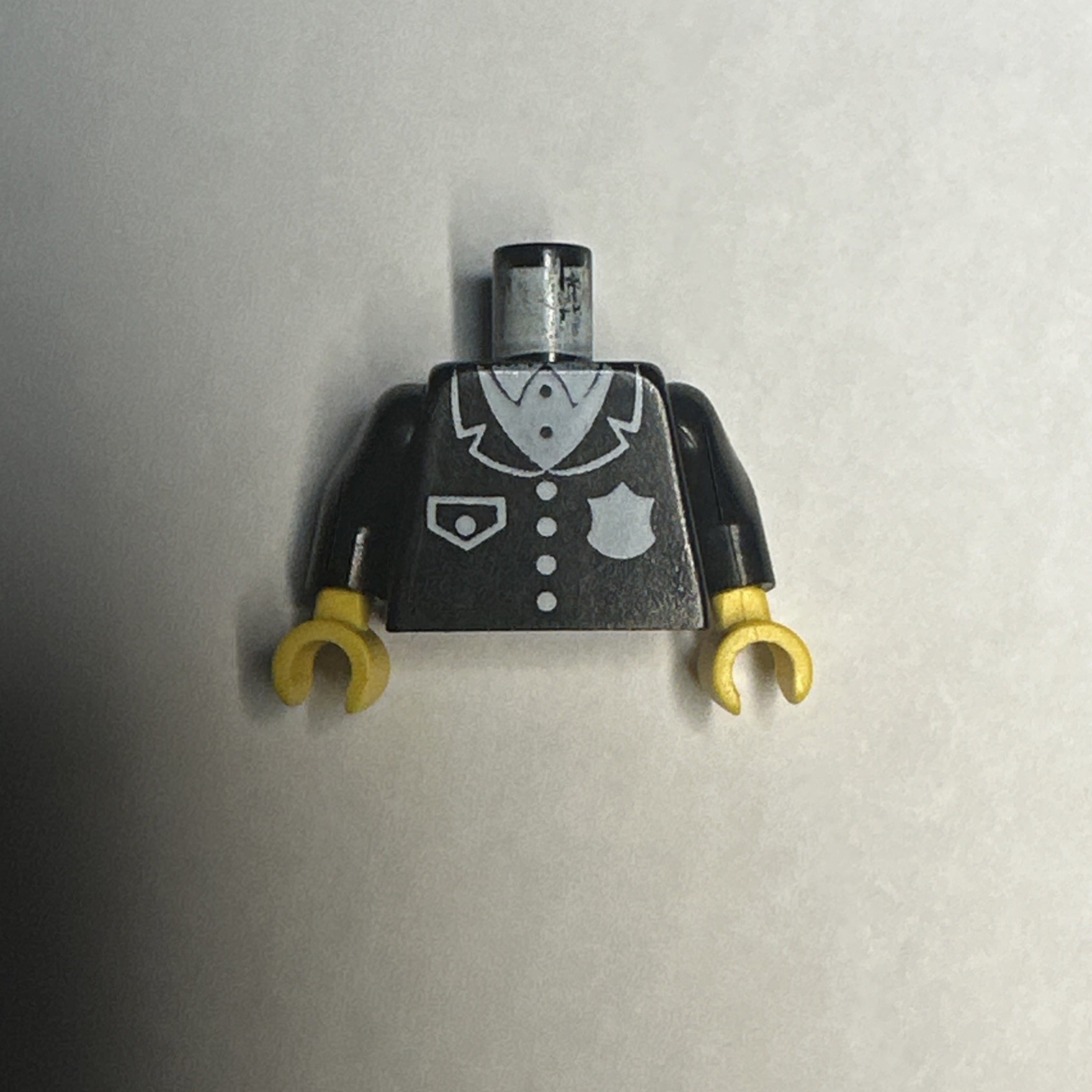 Lego Minifig Black Torso Police Suit w/ White Badge and Pocket Part MOC Fun