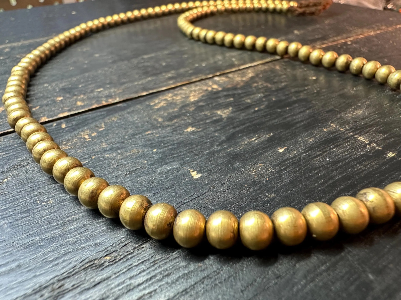 Nepal Handmade Copper Spacer Bead Strand, 5mm x 5.5mm, 22-23 Inches, Mala Neckl