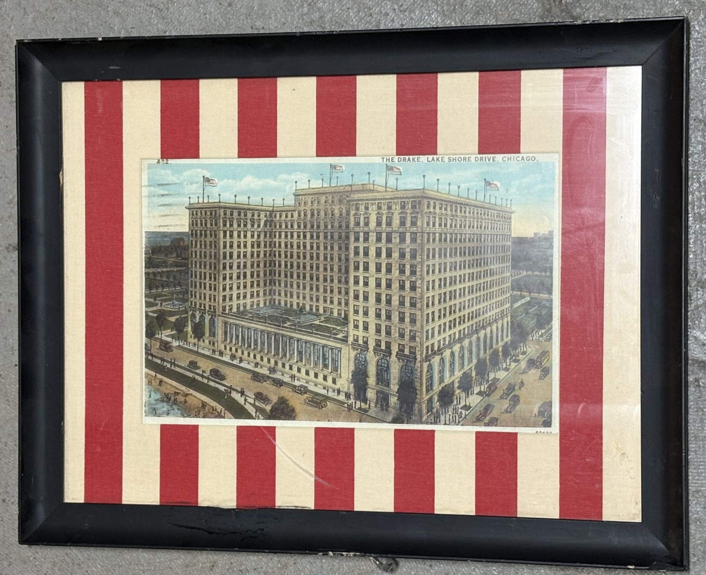 1930's FRAMED MATTED # 422 The Drake Lake Shore Drive Chicago Art Deco Original