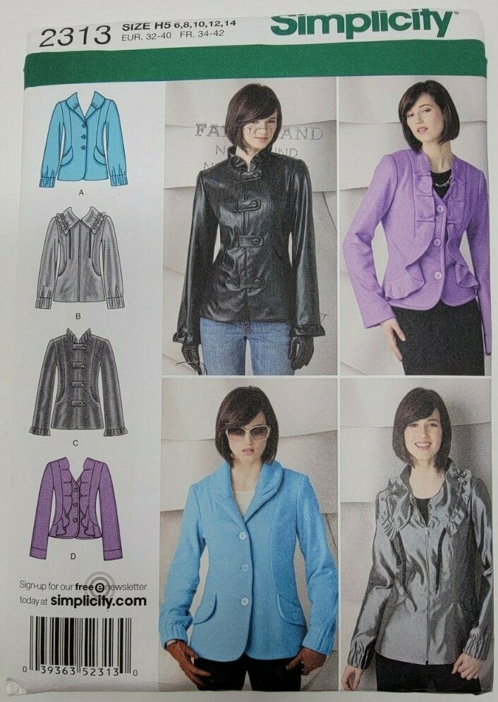 Simplicity 2313 Misses Jacket 4 styles  Sewing Pattern Sizes 6 8 10 12 14
