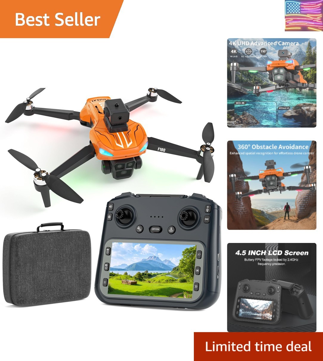 GPS Drone with 4K Camera for Adults, 4.5" Remote Control Screen, Auto Return,...