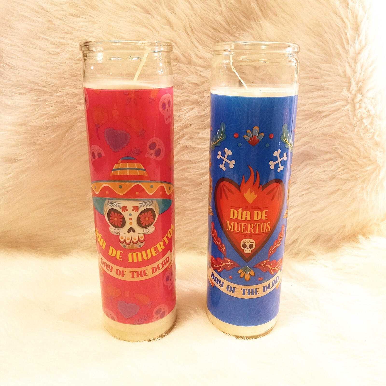 2 Prayer Candle Unscented 2" W x 8" H Day of the Dead Candle New