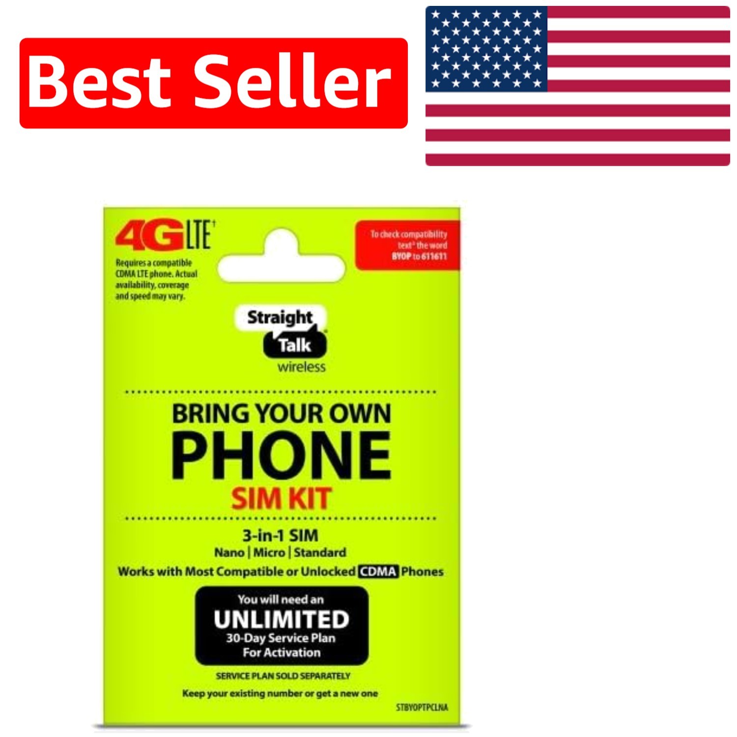 Bring Your Own Phone 4G LTE SIM Kit - Verizon Compatible Micro, Nano, Standard