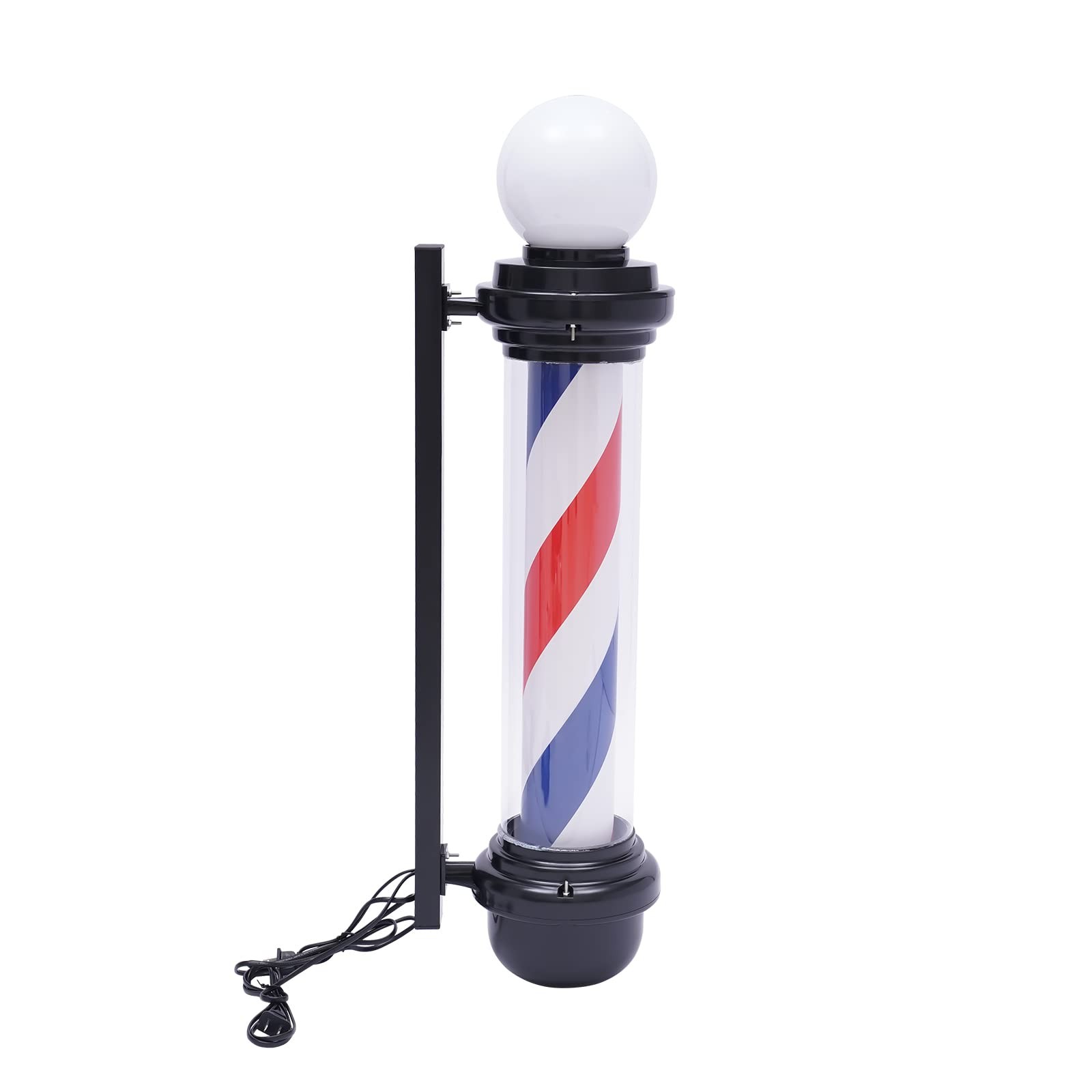 32" Barber Pole LED Light Red White Blue Rotating Stripes Hair Salon Shop Sign