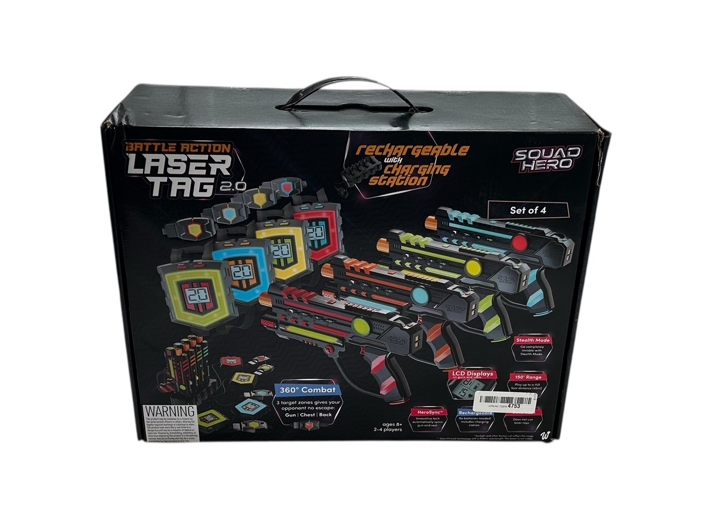Squad Hero Battle Action Laser Tag 2.0 Set of 4 Guns & Vests Brand New Sealed