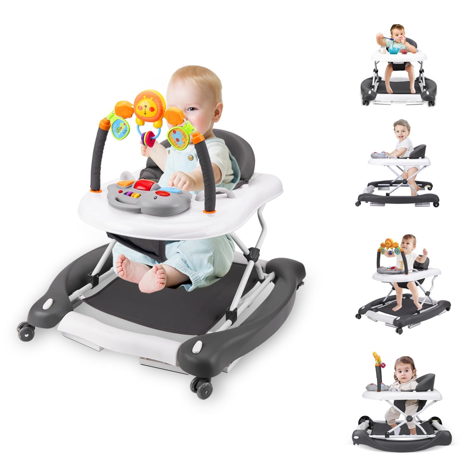 Baby Walker, 5-in-1 Walkers for Boys and Girls 6-12 One-size, c-grey 