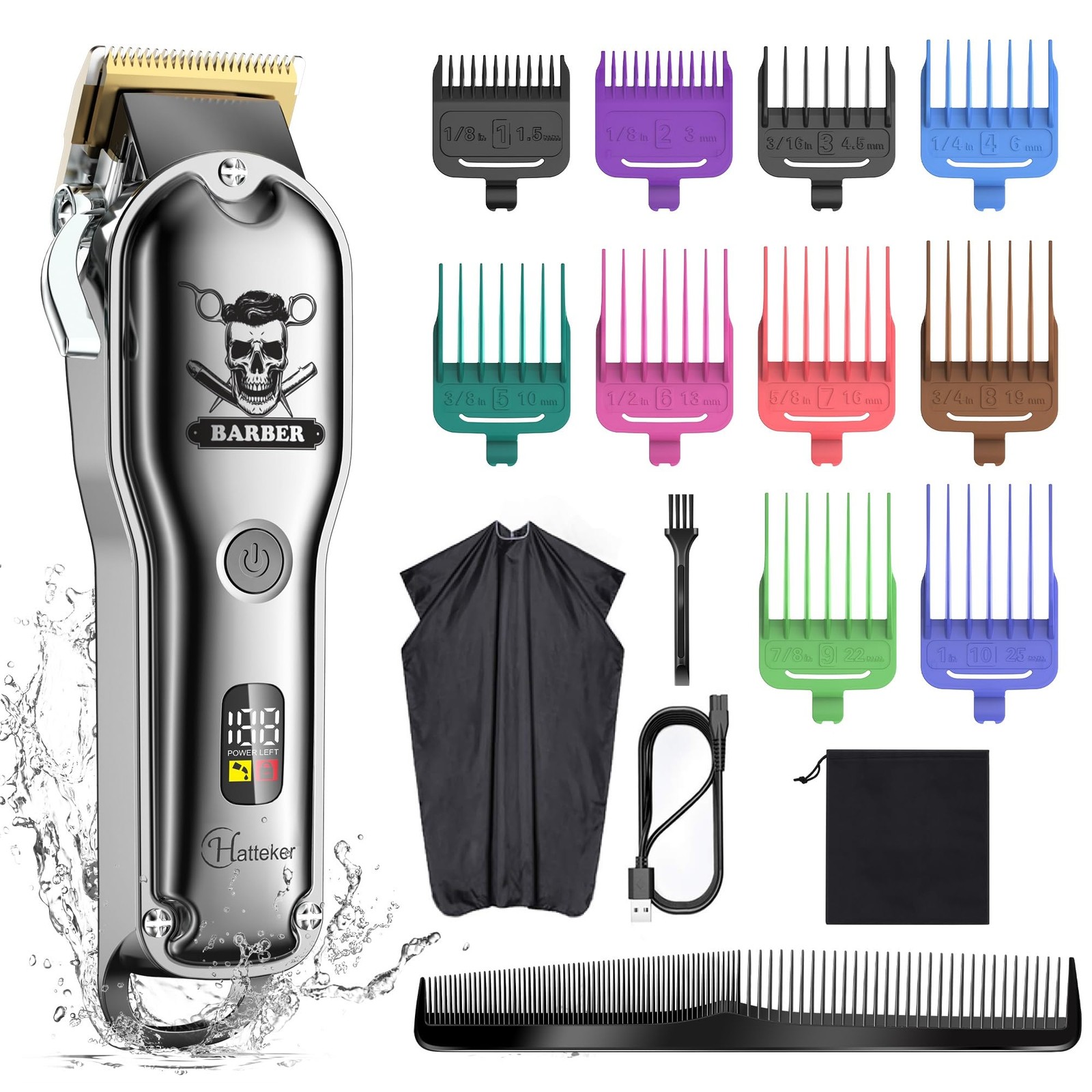 Hatteker hair cutting kit pro clippers for men professional barber ipx7