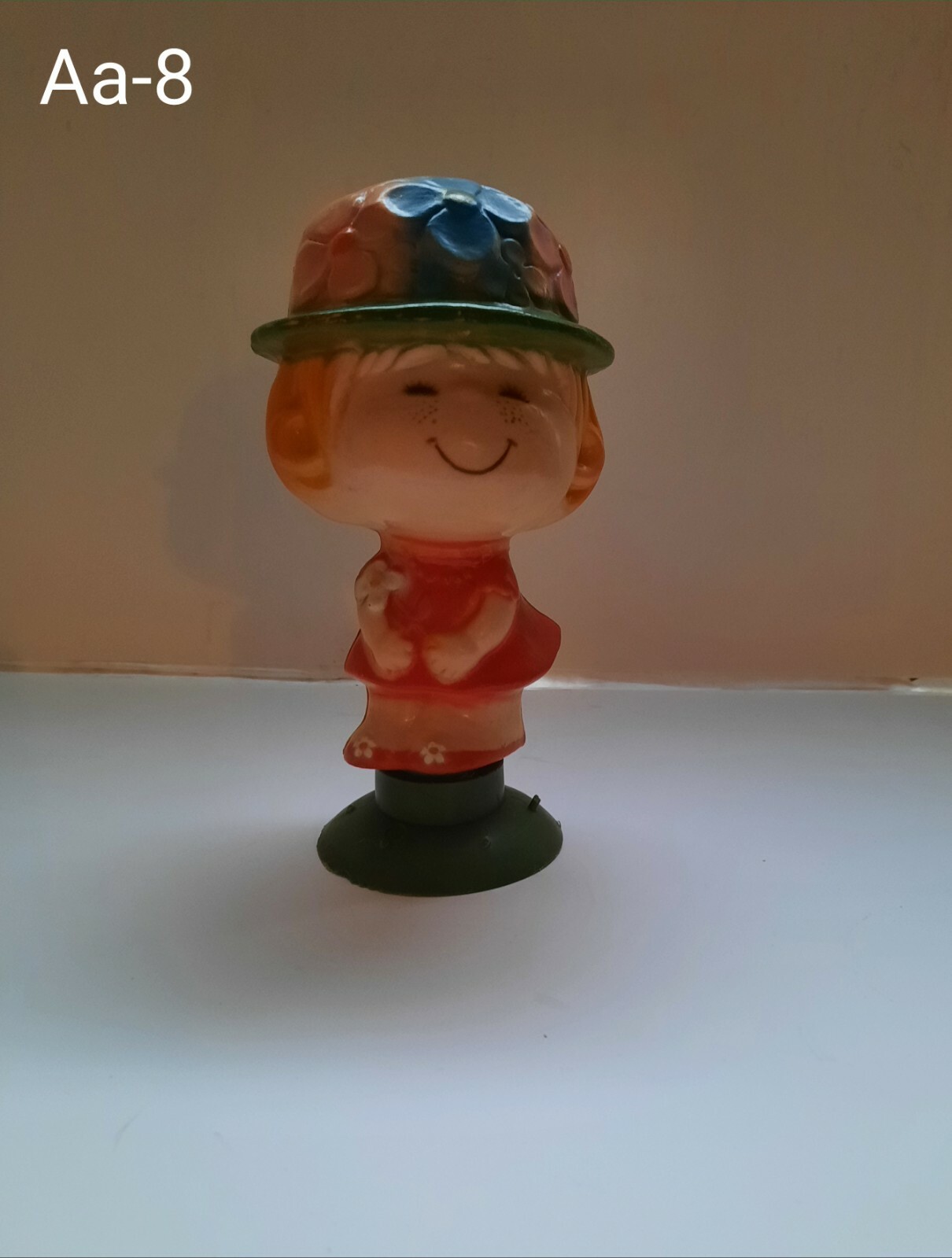 Vintage Plastic Happy Girl Piggy/Coin Bank. florabelle flower inc. 