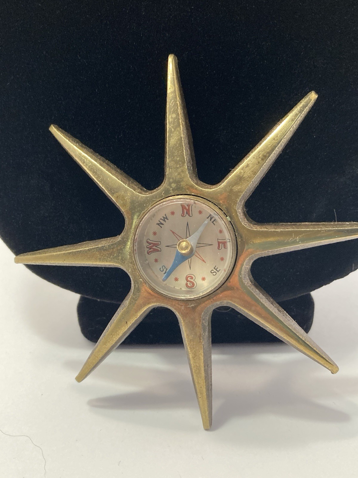 sunburst solid brass vintage compass