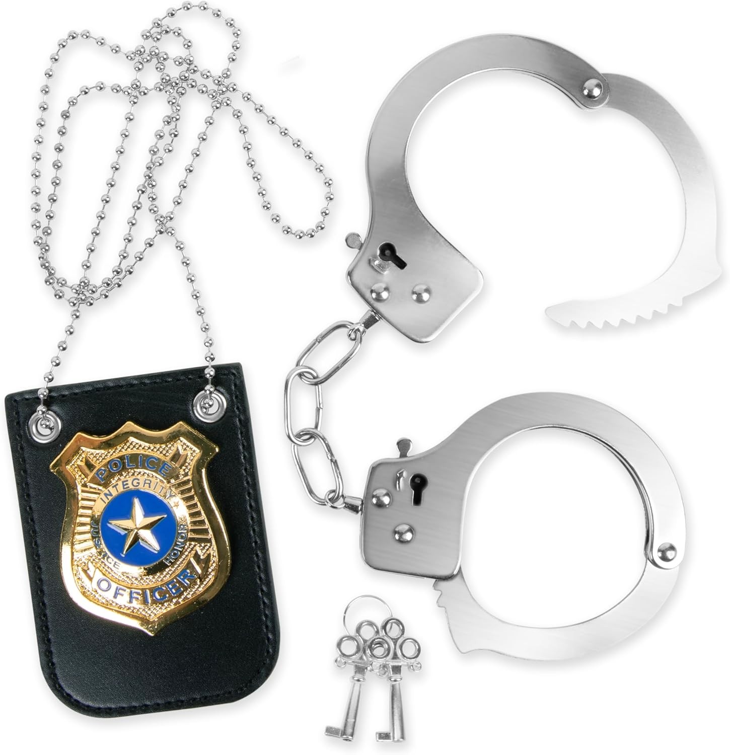 Kangaroo Police Toy Handcuffs & Metal Badge for Kids – Pretend Play Police Acc
