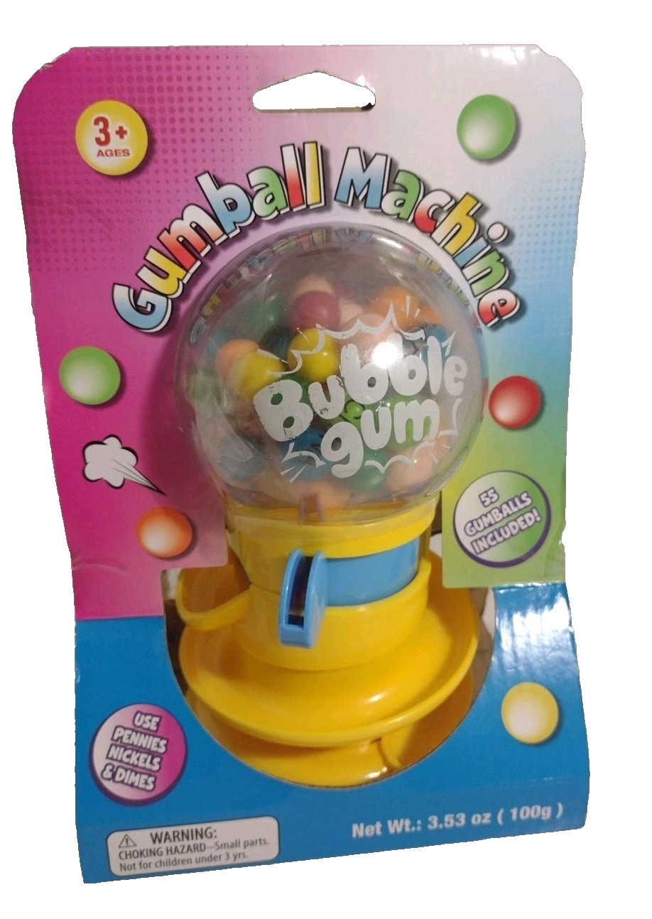 Bank & Gumball Machine with 55 Gumballs Ages 3 and up. Yellow. T3