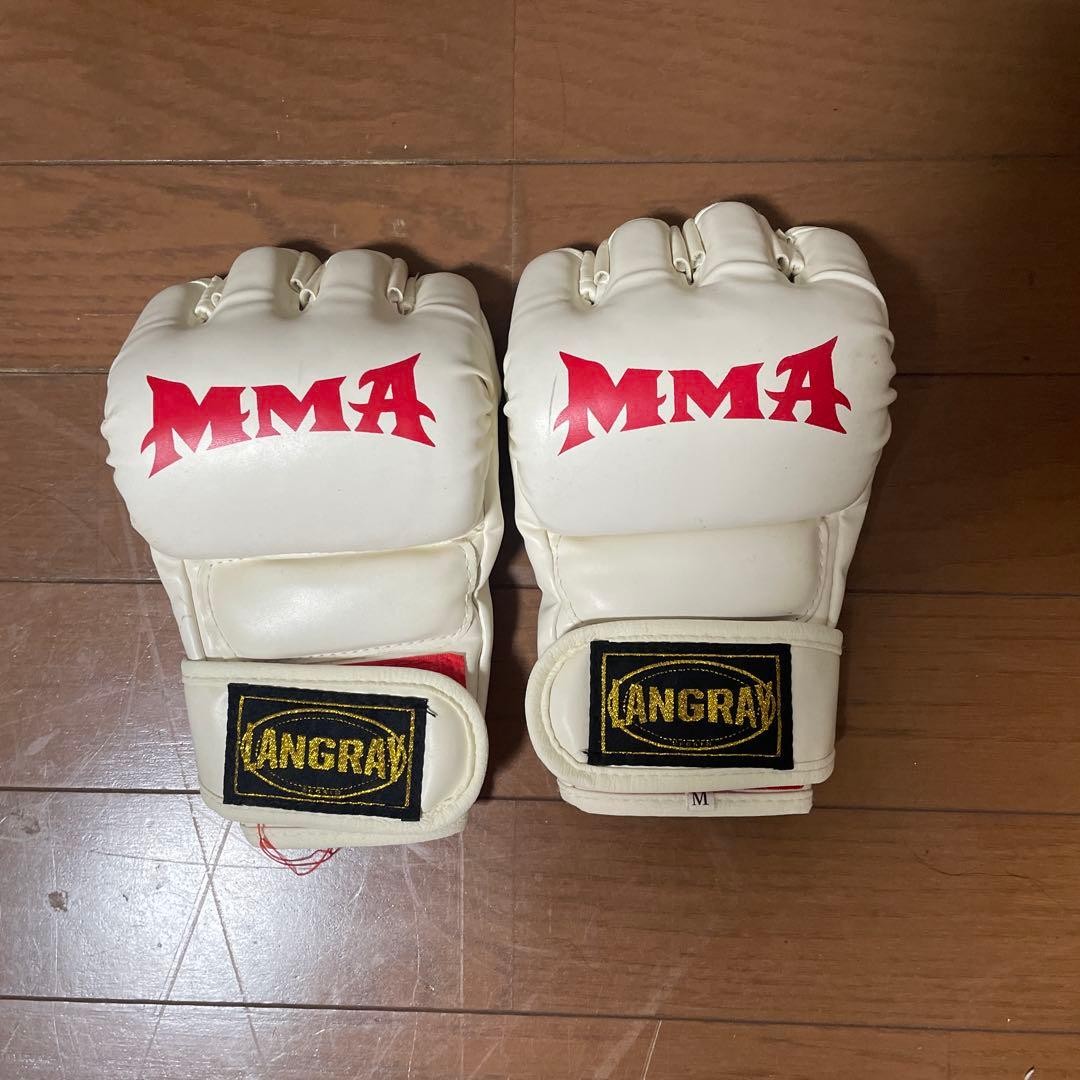 ANGRA MMA Gloves White Open Finger Design Size M Training Sparring