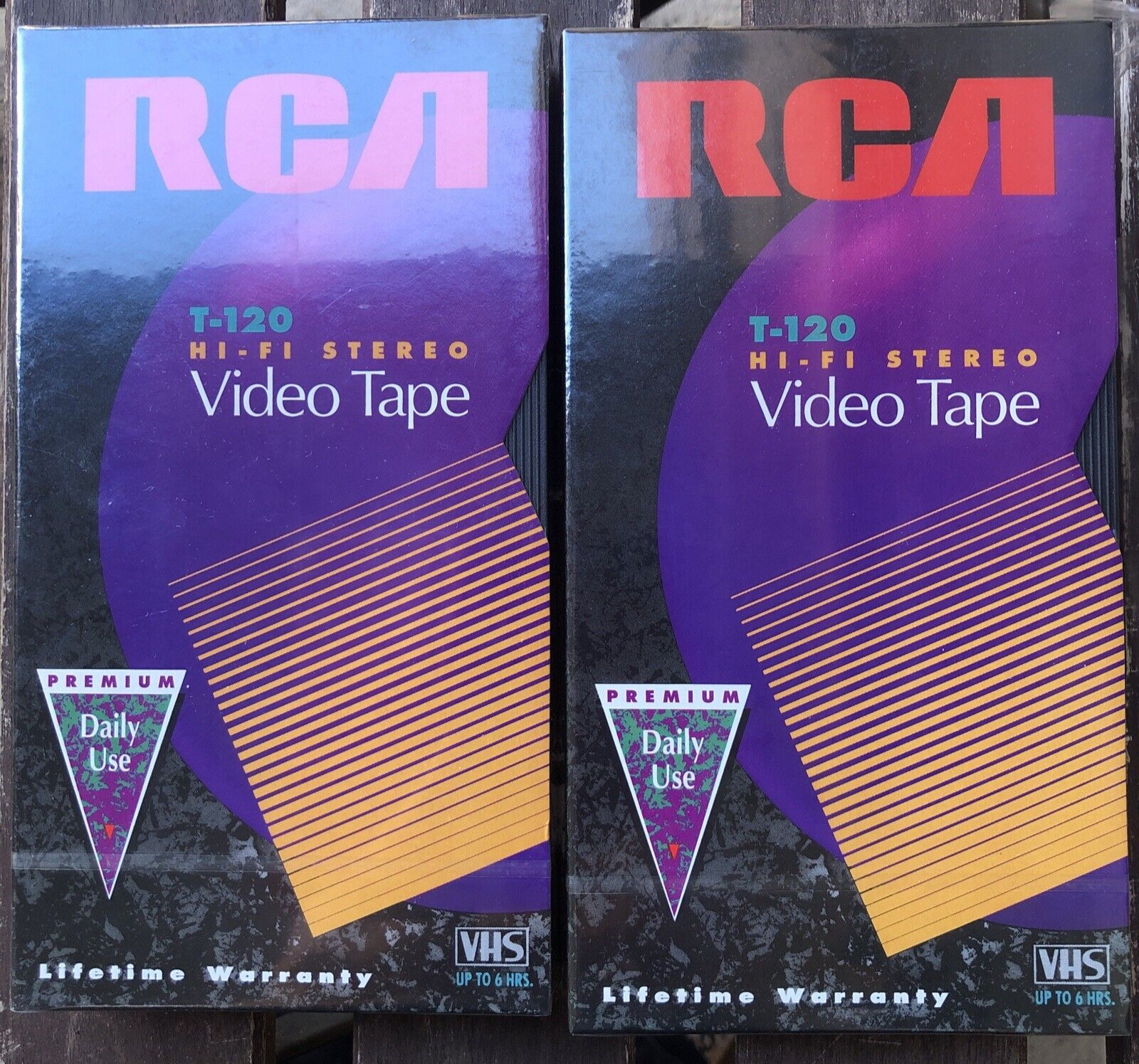 VHS video tapes RCA T-120 Hi-Fi Stereo Blank Sealed New Old Stock X 2