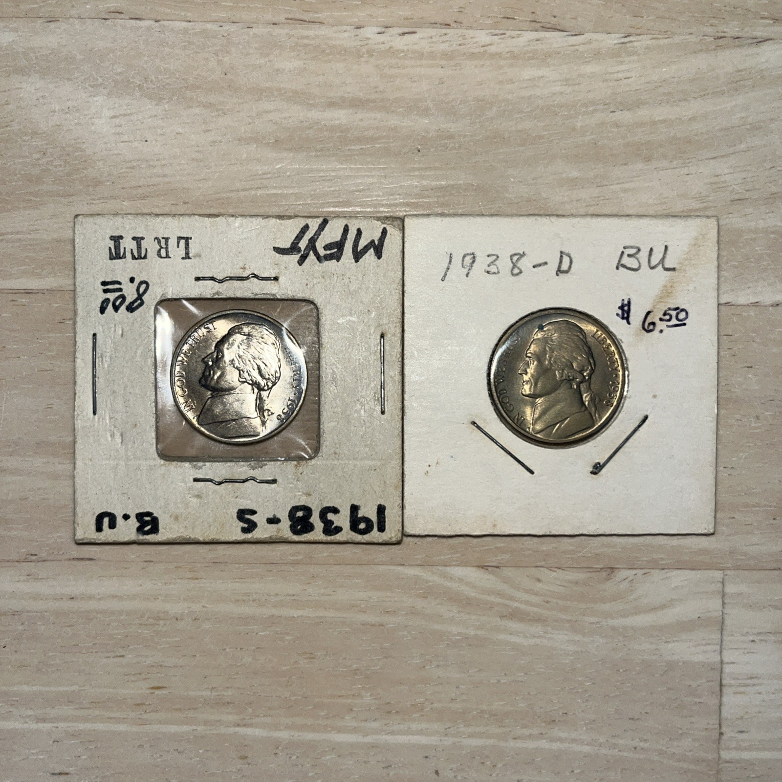 1938-S & D Mint Jefferson Nickel, 2 Coins