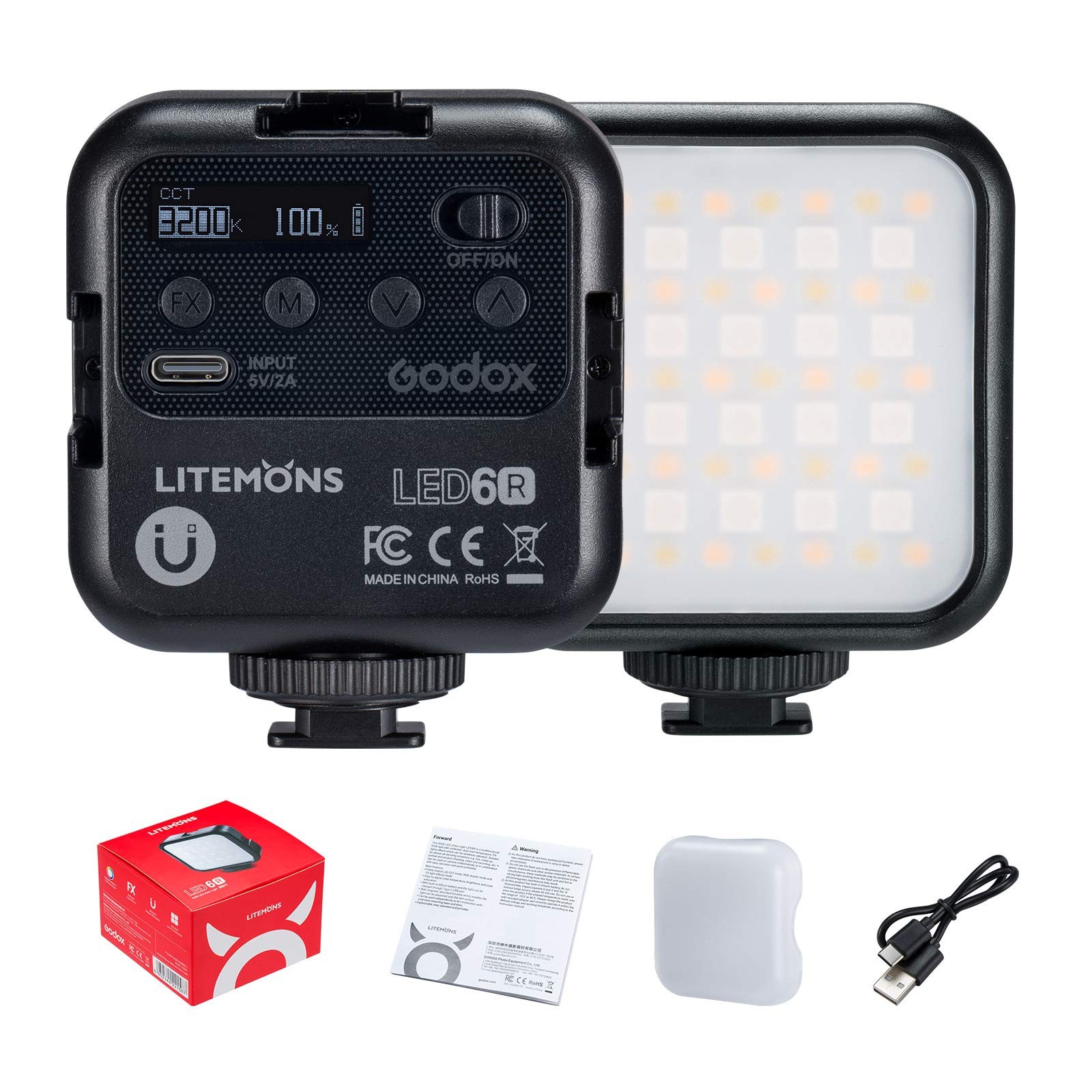 Godox LITEMONS LED6R RGB LED Video Light, Rechargeable LED Camera Light