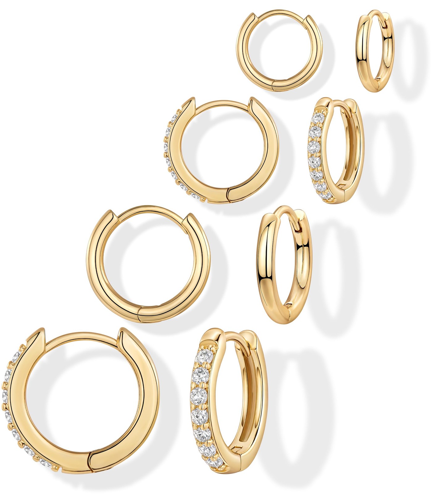 Gokeey Small Gold Huggie Hoop Earrings Set for Women 14K Real 6mm, 