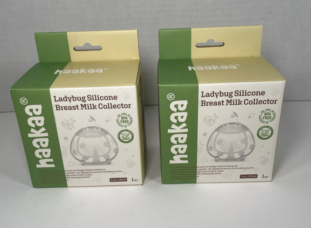 2 Haakaa Ladybug Silicone Breast Milk Collector each 5oz./150 ml. New in Box