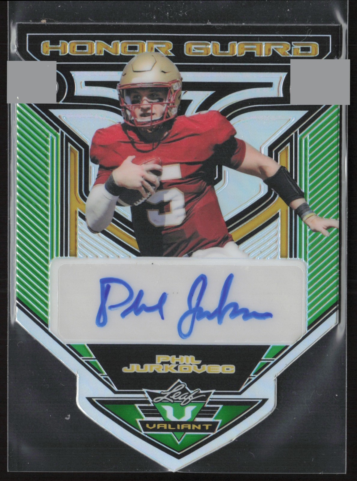 2022 Leaf Valiant Phil Jurkovec Honor Guard Auto Green /30 HG-PJ1 Boston College