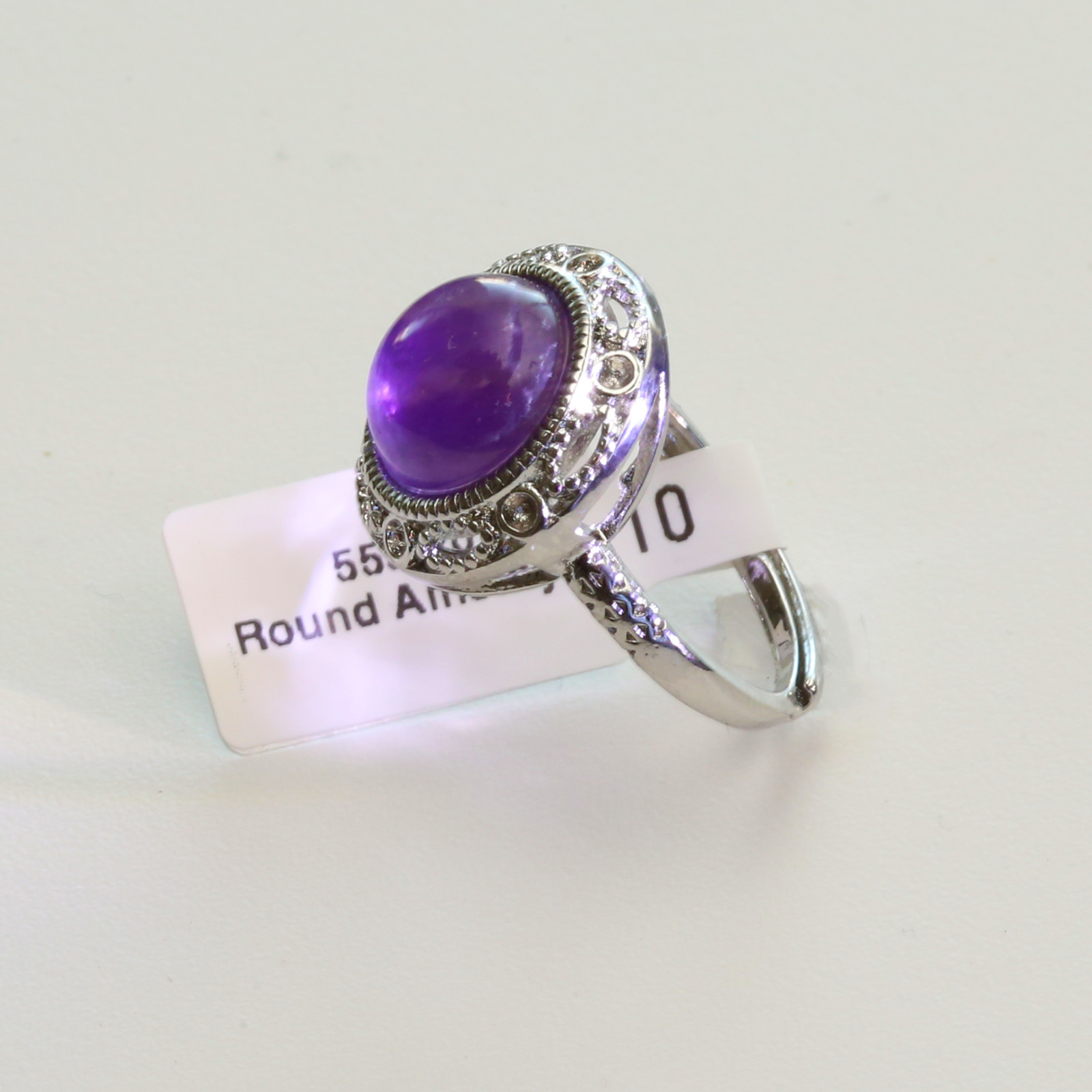 Handmade Genuine Amethyst Gemstone Ring 925 Silver Coated One Size Fits All