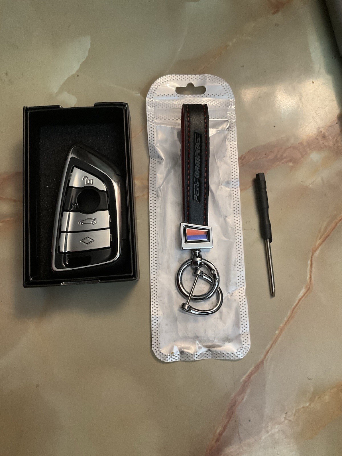 BMW Car Key Fob Cover shell Silver & Black Leather full Protection LTD Edition