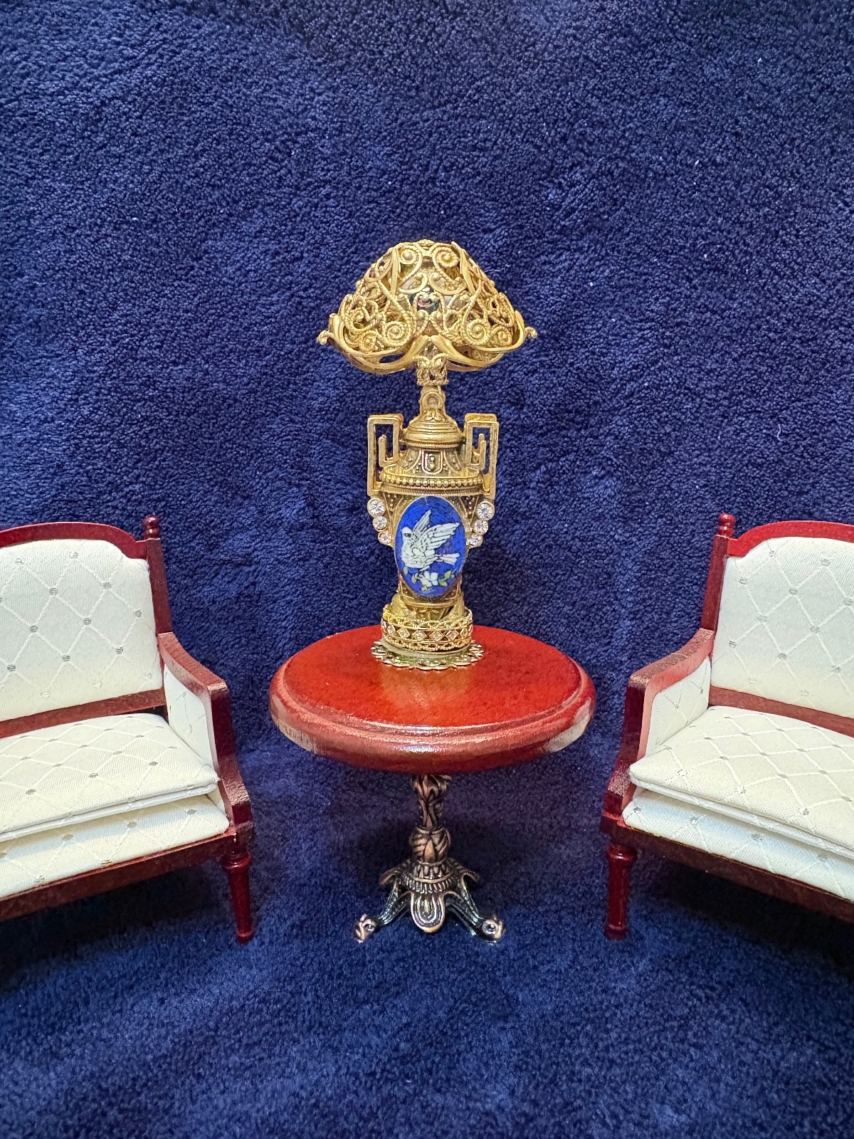 OOAK Handcrafted Dollhouse Cloisonne Urn Style Miniature Lamp  1:12 Non-Electric