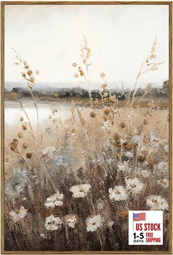  Vintage Wall Art Framed, Retro Countryside Autumn 16"L x 24"W Country Field