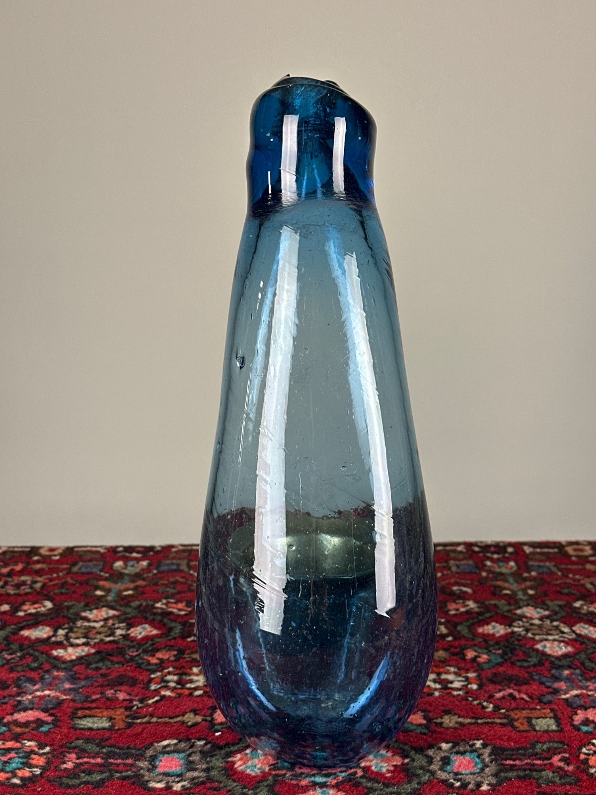 Vintage Blown Glass Scoria Glassmaker Vase Purple 43 Cm