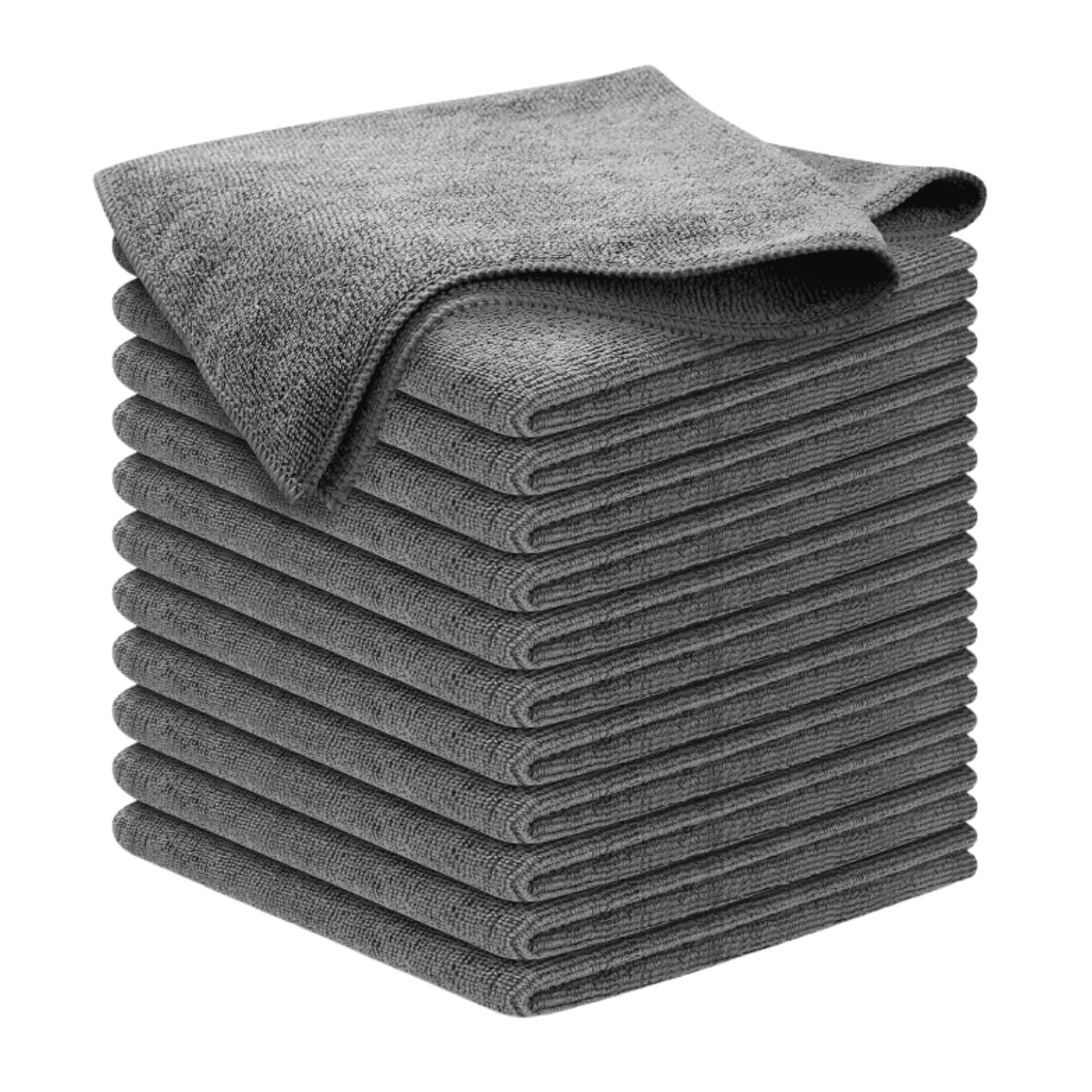 Grey Microfiber Cleaning Cloth, 12 Pack Premium Microfiber Towels for Cars, L...