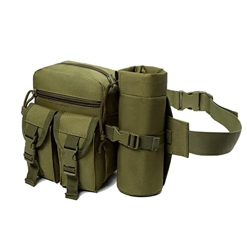Metal Detecting Dig Pouch, Find Bag, Waist Bag with Water Bottle Pouch, Green