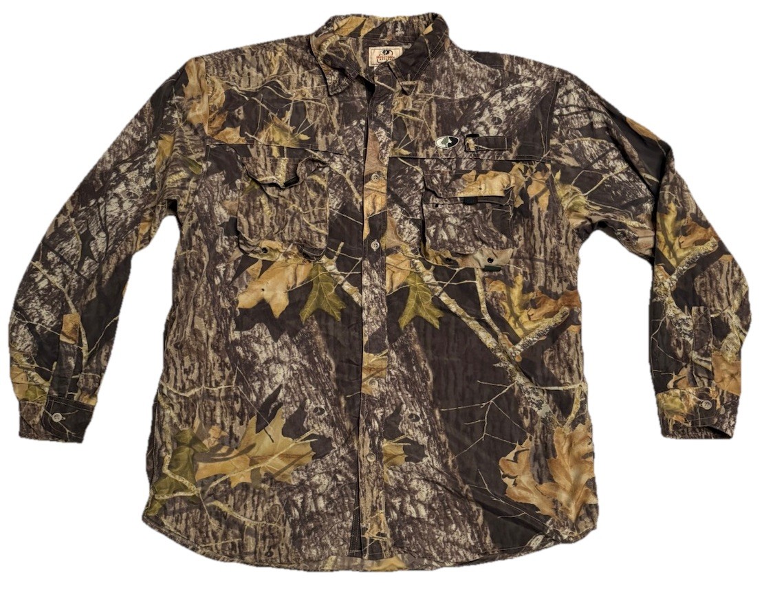 Mossy Oak Apparel Ventilated Button Down Long Sleeve Shirt XL Break-up Camo 