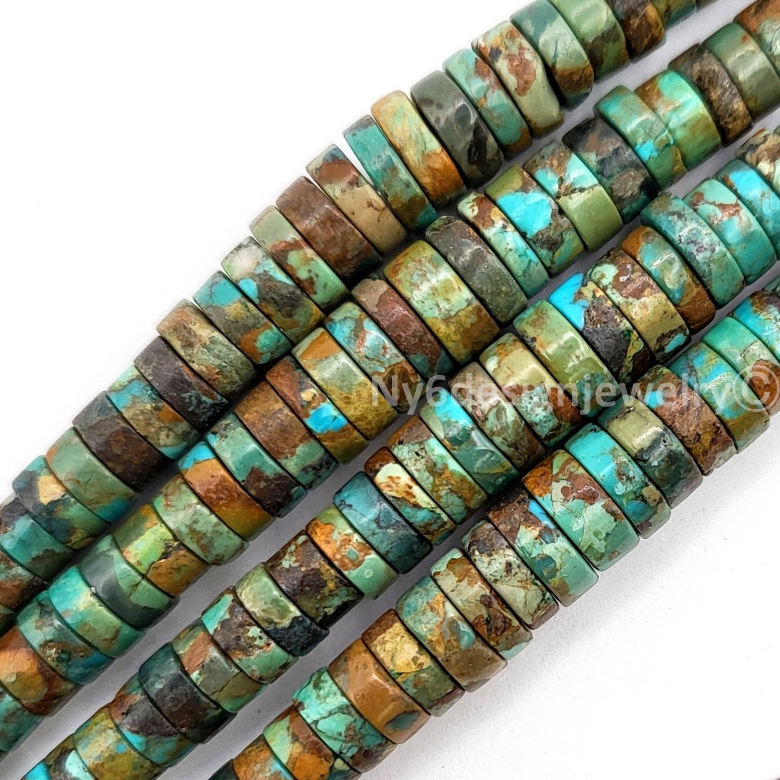 Natural Graduated Turquoise Heishi Beads 4-8mm Green Turquoise 16" Strand
