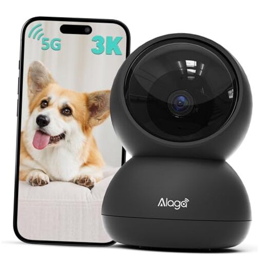  3K Pet Camera, Dog Monitor with Phone App, 360° Pan/Tilt, Night 1 Pack- Black