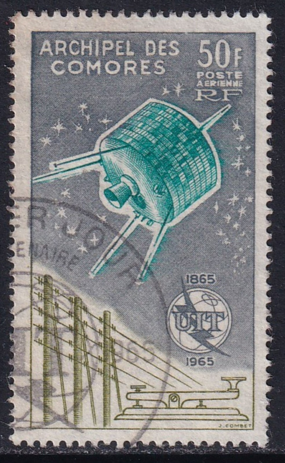 COMORO ISLANDS 1965 Air 50f ITU Centenary SG 48 Used (CV £35)