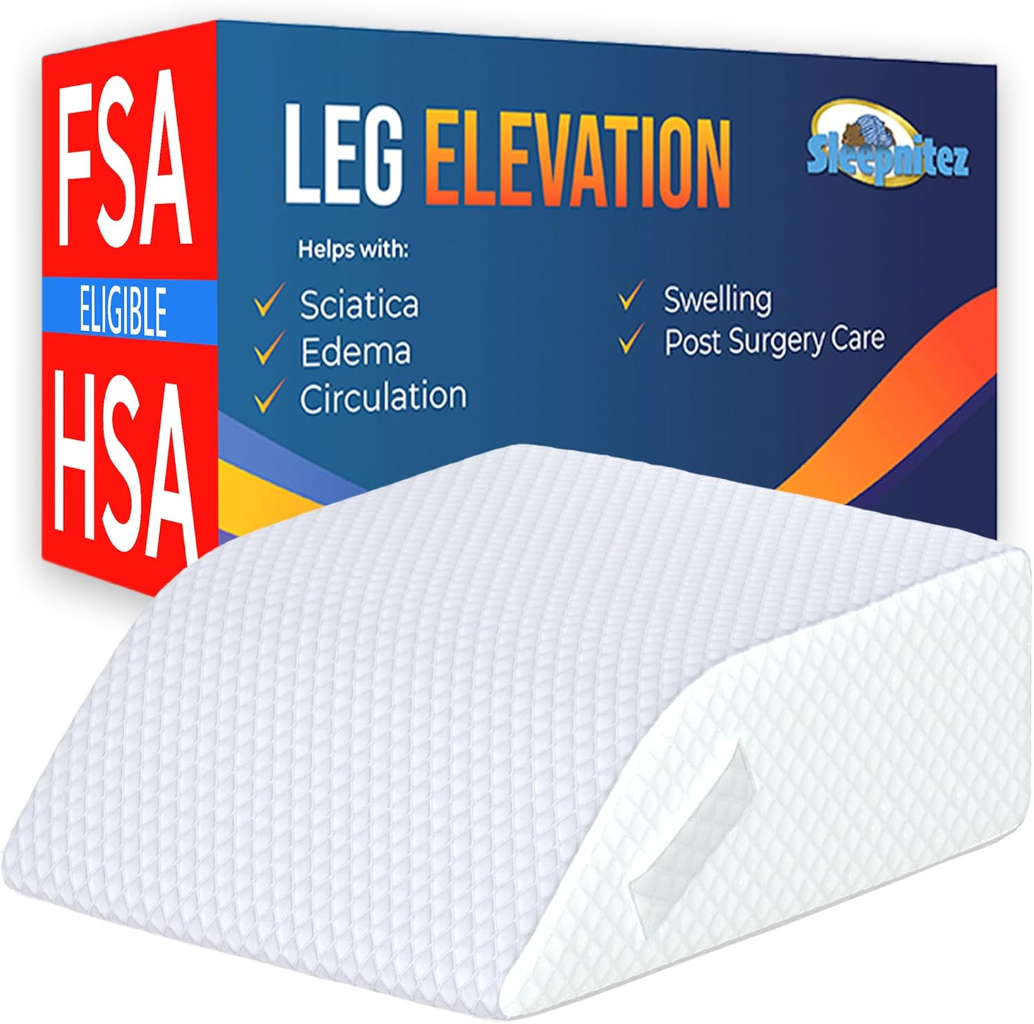 Bed Wedge Leg Elevation Pillow, Surgery, Swelling Blood Circulation, Memory Foam